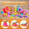 Sloosh Beach Sand Toys Set - Pink Dump Truck Car Toys with Sand Molds Toddlers Outdoor Play, Collapsible Buckets Mesh Bag Sand Shovels Castle Ice Cream Mold Sets, Kids Ages Sandbox Toys (Foods)