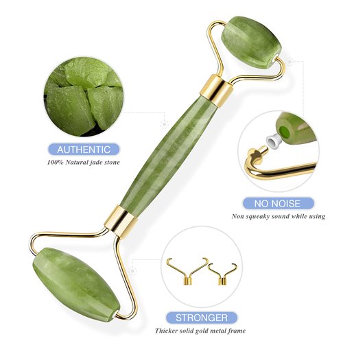EUASOO Jade Roller & Gua Sha Set Facial Massager for Eyes, Neck and Whole Body Muscles, Can Eliminate Puffiness, Wrinkles, Tighten The Skin, Relax The Muscles of Gua Sha Massage Tools
