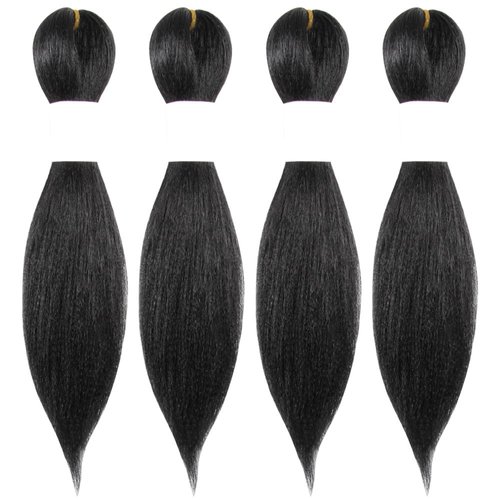 Osuntress Braiding Hair Pre Stretched 10 Inch 4 Packs, Short Hair Extensions for Braids, Synthetic Braiding Hair Prestretched 1B(Natural Black)