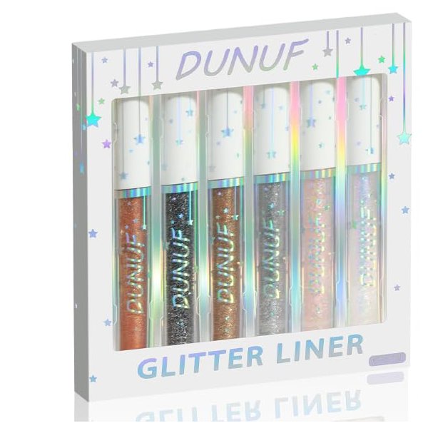 JUAAZIN 6 Pcs Colors Liquid Glitter Shimmer Metallic Eyeshadow Set, Glitter Sparkle Colorful Liquid Eyeliner Makeup Set, Korean Makeup, Long Lasting Quick Drying Bling Under Eye Shadow (set 1#)