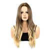 MocNeavian 24 Inches Blonde Wigs Long Wavy Wigs for Women Middle Part Ombre Blonde Wigs for Women Natural Looking Synthetic Heat Resistant Fiber Wig Women's Wigs for Daily Use Women's Charming Wigs