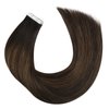 Moresoo Tape in Human Hair Extensions Balayage Hair Extensions Invisible Tape in Extensions Real Human Hair Balayage Darkest Brown Mix with Medium Brown Tape in Remy Hair 20 Inch #2/6/2 20pcs 50g