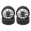 HIRCQOO 12-Spoke 12mm Hex Hub Wheel Rims & Rubber Tires Compatible with HSP Tamiya HPI Kyosho 1/10 On-Road Touring Car WLtoys 1/14 144001 Traxxas 1/16 Slash RC 1/18 A959B Buggy
