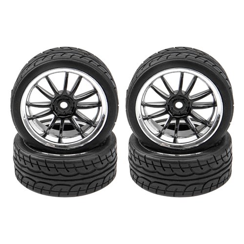 HIRCQOO 12-Spoke 12mm Hex Hub Wheel Rims & Rubber Tires Compatible with HSP Tamiya HPI Kyosho 1/10 On-Road Touring Car WLtoys 1/14 144001 Traxxas 1/16 Slash RC 1/18 A959B Buggy