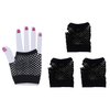 PENTA ANGEL 2 Pairs Black Nylon Fingerless Fishnet Gloves Wrist Stretch Mesh Gloves for 80's Theme Party Women Costume Accessories(Short-Black)