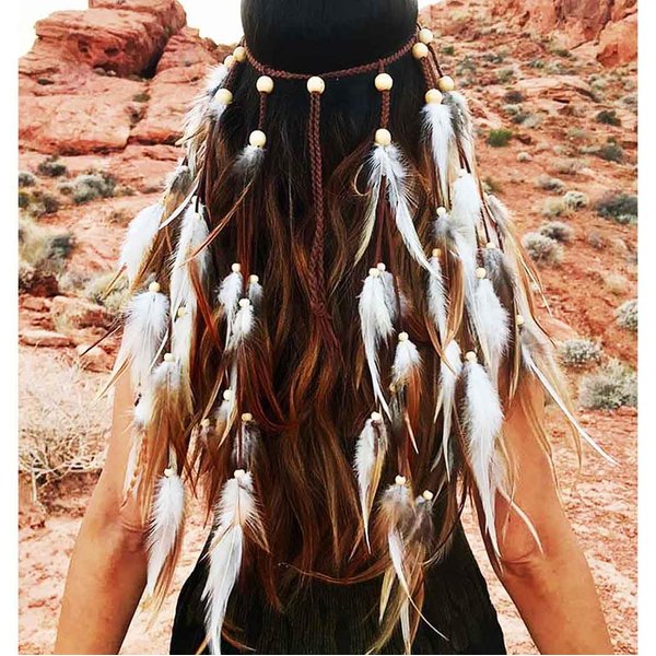 Aceorna Boho Feather Headbands Hippie Gypsy Indian Hairbands Tassels Head Piece Costume Hair Accessories Festival Headdress for Women