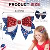 Sparkly Sequin Christmas Hair Bow Clips - 2PCS Glitter Hair Clips for Women and Girls Red White and Blue Bows Hair Accessories for Christmas Independence Day 4th of July Patriotic