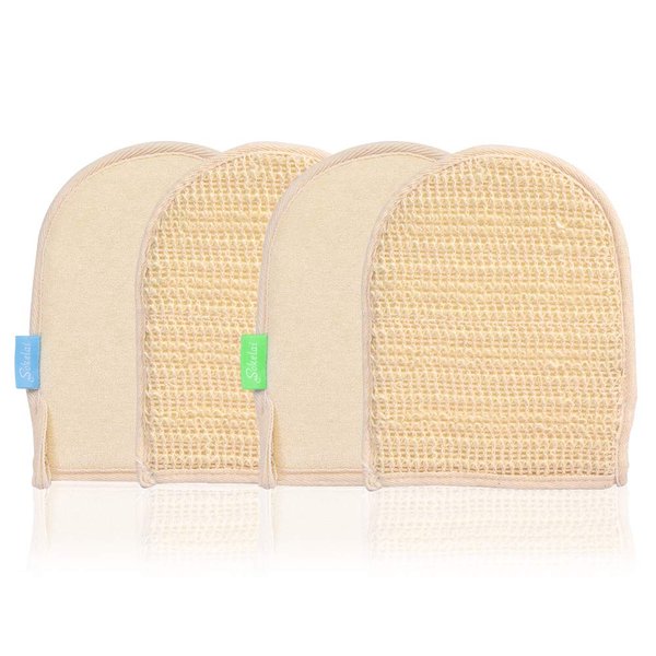Exfoliating Loofah Mitt Shower Gloves - Bath Glove Body Scrubber Exfoliator for Remove Dead Skin, Loofa Scrub Mittens for Exfoliation, Double-Sided Luffa Sponges Facial Body Pads for Men Women Bathing