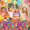 Tie Dye Birthday Party Supplies, 60's Hippie Theme Tablecloth 3Pcs Groovy Hippie Table Cover Peace Love tie dye Table Cloths for Parties