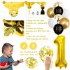 Jobkoo 18th Birthday Decorations, Black Gold 18th Birthday Party Decoration for Boys Girls Golden Black 18th Birthday Balloons Cake Topper 18th Birthday Banner for 18 Year Old Birthday Party Supplies