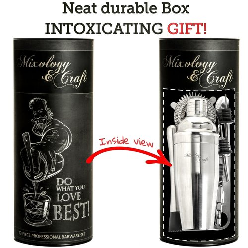 Mixology Bartender Kit: 14-Piece Cocktail Shaker Set - Bar Tool Set for Home and Professional Bartending - Martini Shaker Set with Drink Mixing Bar Tools - Exclusive Cocktail Picks and Recipes Bonus