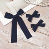 DEEKA Navy Cotton Linen Hair Bows 2 Sizes 5"&3.5" Soft Hair Bow set for Toddler Girls Long Ponytail Knot Bows Alligator Clip Hair Accessories for Little School Girls (Navy)