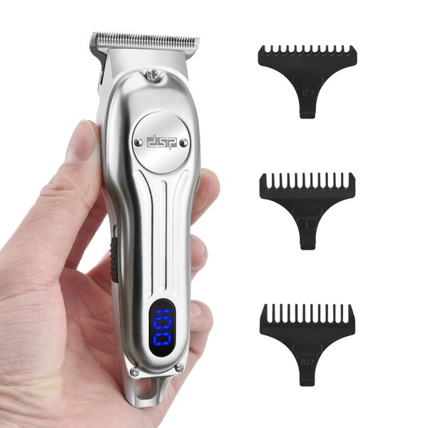 DSP Beard Trimmer for Men, Cordless Hair Clipper Shavers for Men, Facial Hair Trimmer for Beard & Mustache Trimming, Professional Haircut Kit for Men Rechargeable LED Display (Silver)