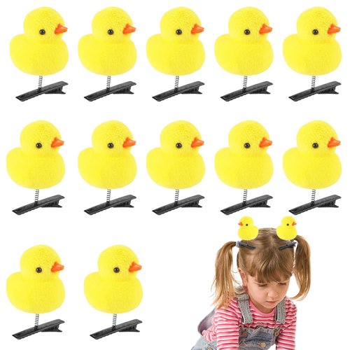 12PCS Duck Clips for Hair Set Duck Hair Clips for Women and Girls Kawaii Cartoon Yellow Duck Hair Accessories for School Home Party Props