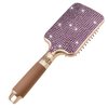 Fashion Sparkle Glass Purple Crystal Paddle Brush,Exclusive Blingbling Hair Brush,Massage Air Cushion Rhinestone Hair Comb For Women