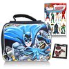 Batman Lunch Box Travel Activity Set - Insulated Batman Lunch Bag with Justice League Stickers and Patches for Boys Girls Kids (Batman School Supplies Bundle)