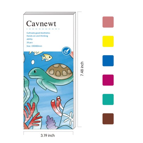 Cavnewt Pocket Watercolor Painting Book,21-Pages,Travel Paint Watercolor Coloring Book Set for Kids 3-8 Years Old,Boys and Girls Party Birthday Thank You Exchange Art Craft Gifts-Undersea World