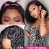 Amznlady Curly Pixie Cut Wig Human Hair Wigs V Part Human Hair Wig No Leave Out Brazilian Human Hair Wig For Black Women Curly Bob Wig Upgrade U Part Wig NO Glueless 180% Density Natural Black 14 Inch