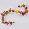 DreamLily Boho Wedding Floral Crown Woodland Fairy Crown Flower Girl rose Crown Hair Wreath with Tail DFS28 (orange)