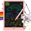 FLUESTON LCD Writing Tablet, Doodle Board Toys Gifts for 3-8 Year Old Girls Boys, 10 Inch Colorful Electronic Board Drawing Pad for Kids, Gifts for Toddler Educational Learning Travel Birthday, Pink