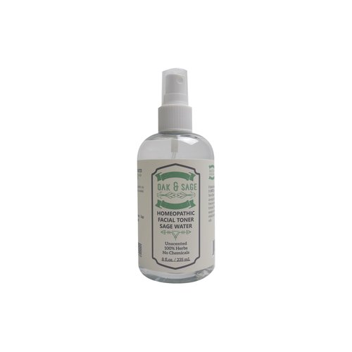 OAK & SAGE Homeopathic Facial Toner Sage Water - Unscented - 8oz - 100% Herbs, No Alcohol, No Chemicals - for All Skin Types