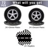 PGSWEER 72pcs Cars Birthday Party Tableware Sets Wheels Track Plates Napkins Race Car Paper Plates Dinnerware For Boys Kids Baby Shower Decorations Severs 24 Guests
