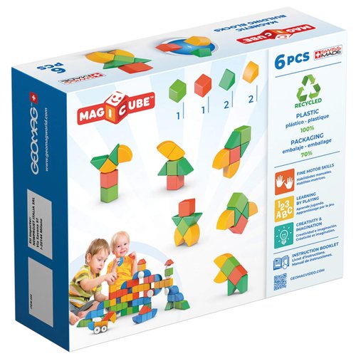 Geomag Magnetic Toys | Magnets for Kids | 6 Pieces | Magicube Shapes Starter Set | Early Learning STEM Educational Building Blocks | Recycled Plastic | Ages 1-5