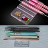 NentMent 3 Pack Nail Brush Holder Base Stand Transparent Portable Mini Rest with Charms Container for Nail Art Brushes Drawing Pencil Painting Pen Liner Rhinestone Gems DIY Manicure