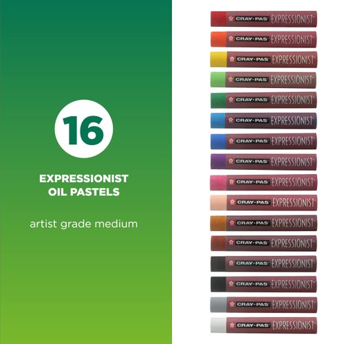 SAKURA Cray-Pas Expressionist Oil Pastel Set - Soft Oil Pastels for Artists - 16 Colors