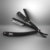 BRV MEN Professional GERMAN Steel Straight Edge Barber Razor w/ 100 Lord Platinum Single Edge Razor Blades | Straight Razors for Men | Barbershop Accessories | Mens Shaving Knife & Shavette - Black