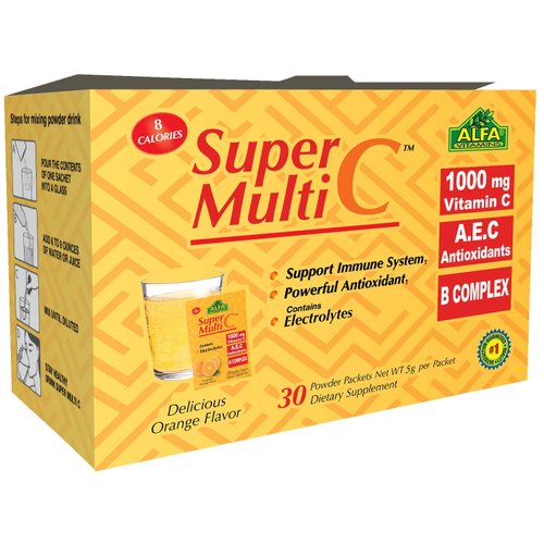 ALFA VITAMINS Super Multi C, Vitamin C Powder and Multivitamin Supplement Premium Quality Source ...