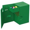 Ultimate Guard Flip 'n' Tray 100+, Deck Case for 100 Double-Sleeved TCG Cards + Dice Tray, Green, Independent Magnetic Closure & Microfiber Lining