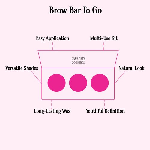 Brow Bar To Go by Gerard Cosmetics (Medium to Ebony) | Brow Trio Kit with Brow Powder, Brow Wax, and Angled Brush | Eyebrow Powder Dark Brown | Cruelty Free & Made in the USA