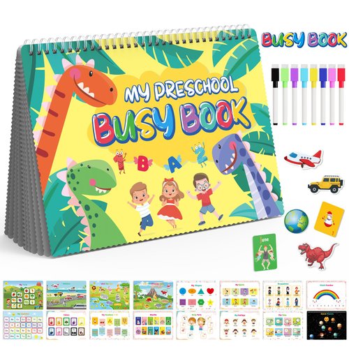 ROATEE Toddler Preschool Toys, Busy Book Montessori Learning Toys for Toddlers 1-3, Kids Toys Coloring Book Preschool Learning Activities Sensory Toys Games for Ages 2-4 Boy and Girl Baby Toys