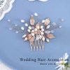YBSHIN Bride Wedding Pearl Hair Comb Rose Gold Leaf Hair Piece Rhinestone Bridal Hair Accessories for Women and Girls