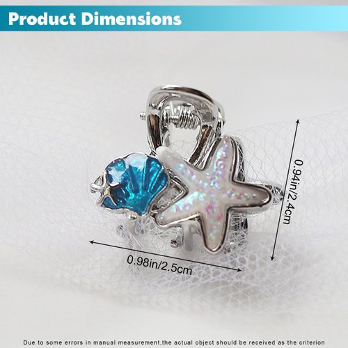 2-Pack Starfish Hair Clips Small Metal Hair Clips Mini Hair Claw Clips Non-slip Grip Hair Accessories Beach Shell Hair Clamps Mermaid Starfish Mini Hair Clips for Girls Women Small Claw (2.5cm Star)