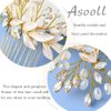 Asooll Bride Wedding Hair Comb Gold Leaf Rhinestone Bridal Hair Piece Crystal Hair Clip Hair Accessories for Women and Girls