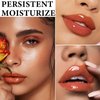 Lip Plumping Lip Gloss,Big Brush Head Lip Oil Hydrating Nourishing & Smooth Glossy Lip Glow Oil,Moisturizing Tinted Lip Gloss Lip Balm Shiny and Vegan Plumping Lip Tint Care(#07 Caramel Orange)