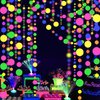 120feet Round Dot UV Neon Garland Hanging Paper Glow in The Dark Neon Glow Party Supplies and Decorations Glow in The Dark Blacklight Reactive Fluorescent Black Light Party Kit for Birthday Wedding
