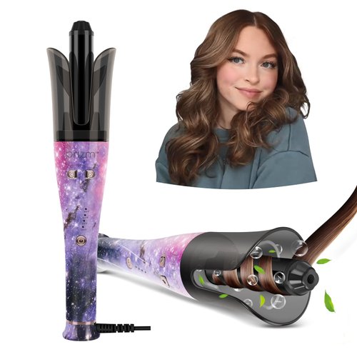 Auto Hair Curler, Prizm Professional Automatic Curling Iron, 1 Inch Rotating Curling Iron with 4 Adjustable Temperatures & 7S Timing Curling Reminder, Dual Voltage, Starry Sky