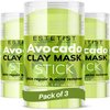 Avocado Clay Mask Stick Set Deep Pore Cleanser Blackhead Remover Replenishing Moisture Oil Control and Balance Skin Detoxifying Anti-Acne Treatment Skin Care for All Skin Types Pack of 3