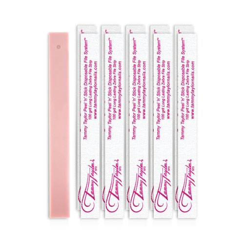 Tammy Taylor Acrylic Nail Art Files | Peel 'N' Stick Disposable Zebra 100 Grit Nail File with Professional Emery Boards | Works with Gel Polish, Acrylic Tips, Polygel and Dip Powder | 25 Pack