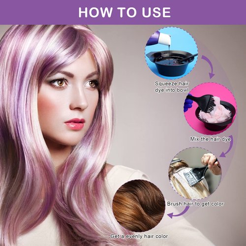 AHIER 23 Packs Hair Dye Coloring Kit, Include hair Dye Brush and Bowl Set, Hair Highlight Cap Kit, Ear Cover, Gloves, Shawl, Shower Cap for DIY Salon Hair Coloring Dye Tools