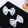 White Lace Hair Bows Small Cute Lace Ribbon Bow Alligator Clip Hairpins Barrettes 3" Baby Teens Toddler Flower Girls Wedding Pageant Communion Birthday Party Dress Decor Accessories
