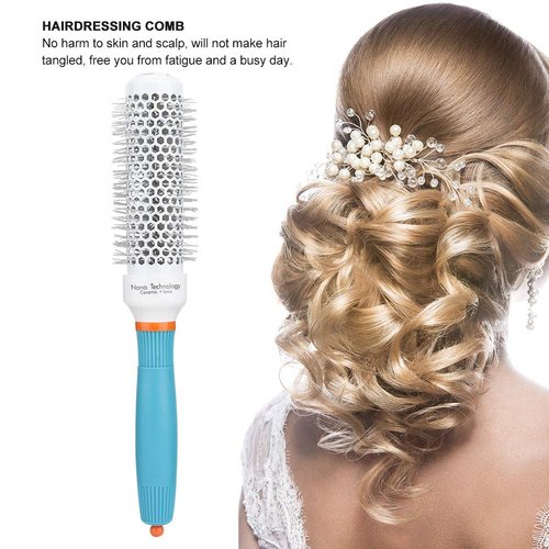Round Hair Brush Moroccan Oil Hair Brush Aluminum Tube Roller Comb Round Hairdressing Comb Hair Styling Comb Hairstyle Tool 32#