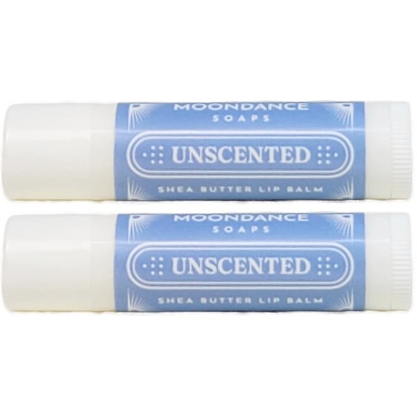 Lip Balm (Pack of 2) - Moisturizing Solution for Dry, Chapped Lips - Smooth, Soothing Salve of Shea Butter, Bees Wax, Sweet Almond Oil, Vitamin E, Pure Essential Oils (Unscented)