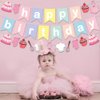 Baking Theme Macaroon Color Sweet Happy Birthday Bunting Garland Banner For Little Bakers Girls Kids Birthday Bakery Chef Cupcake Themed Party Supplies