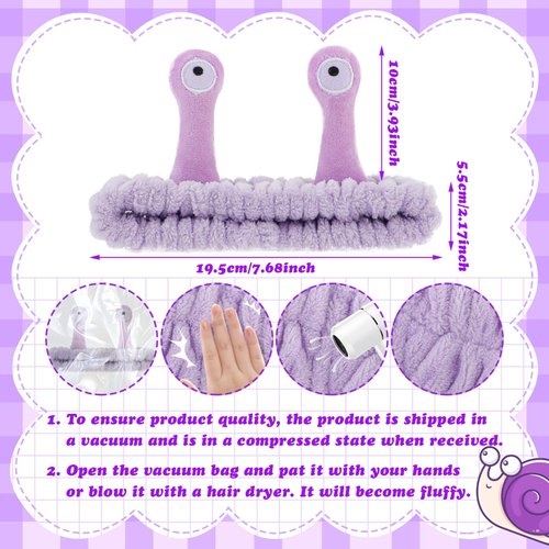 Sibba Face Wash Headband, Cute Cartoon Purple Coral Fleece Elastic Hairband for Facial Cleansing, Showering, Makeup, Spa, Sports, Yoga, Running, Beauty Skincare, One Size Fits Most, Women, Adult