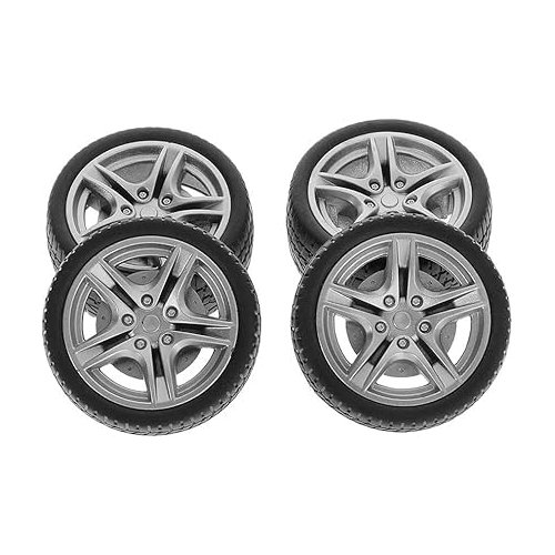 4Pcs Tires,Simulation Rubber Wheel Tire Wheel Toy Model DIY RC Spare Parts Easy Installation Small in Size,Wheel Sets,Remote and App Controlled Vehicles and Parts,Wheels and Tires（Black 48mm）