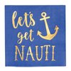 Juvale 50 Pack Blue Nautical Napkins for Let's Get Nauti Bachelorette Party Decorations, Gold Foil Anchor (5 x 5 In)
